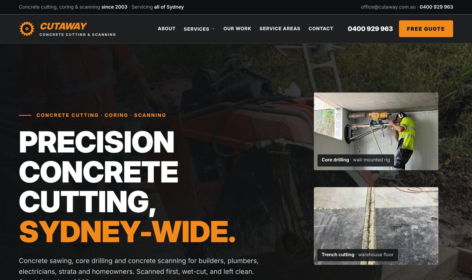 The Cutaway concept site homepage